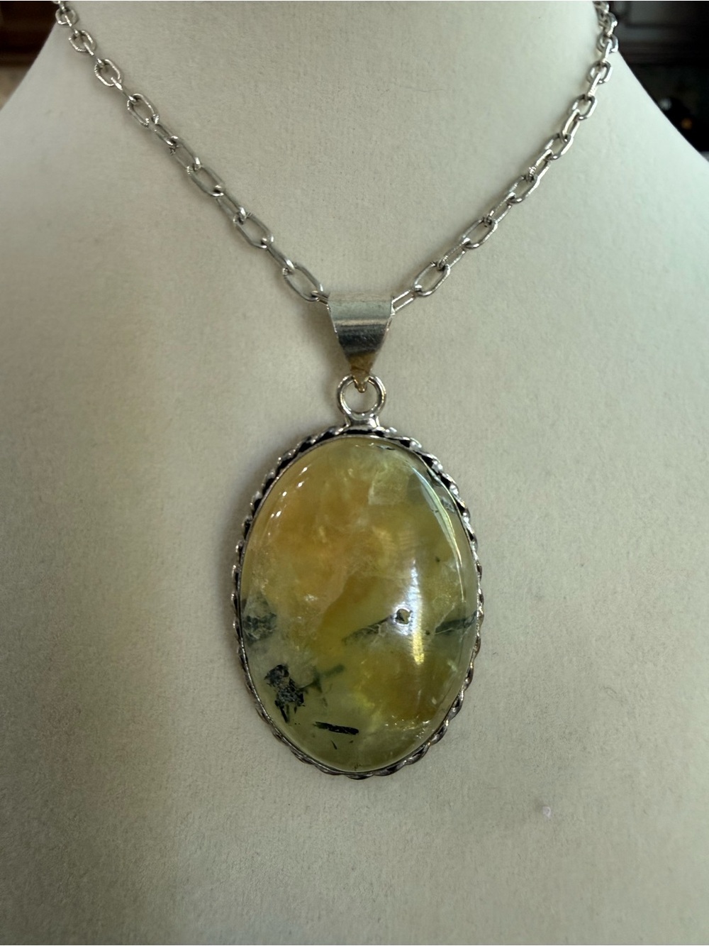 Natural Prehnite Stone Pendant